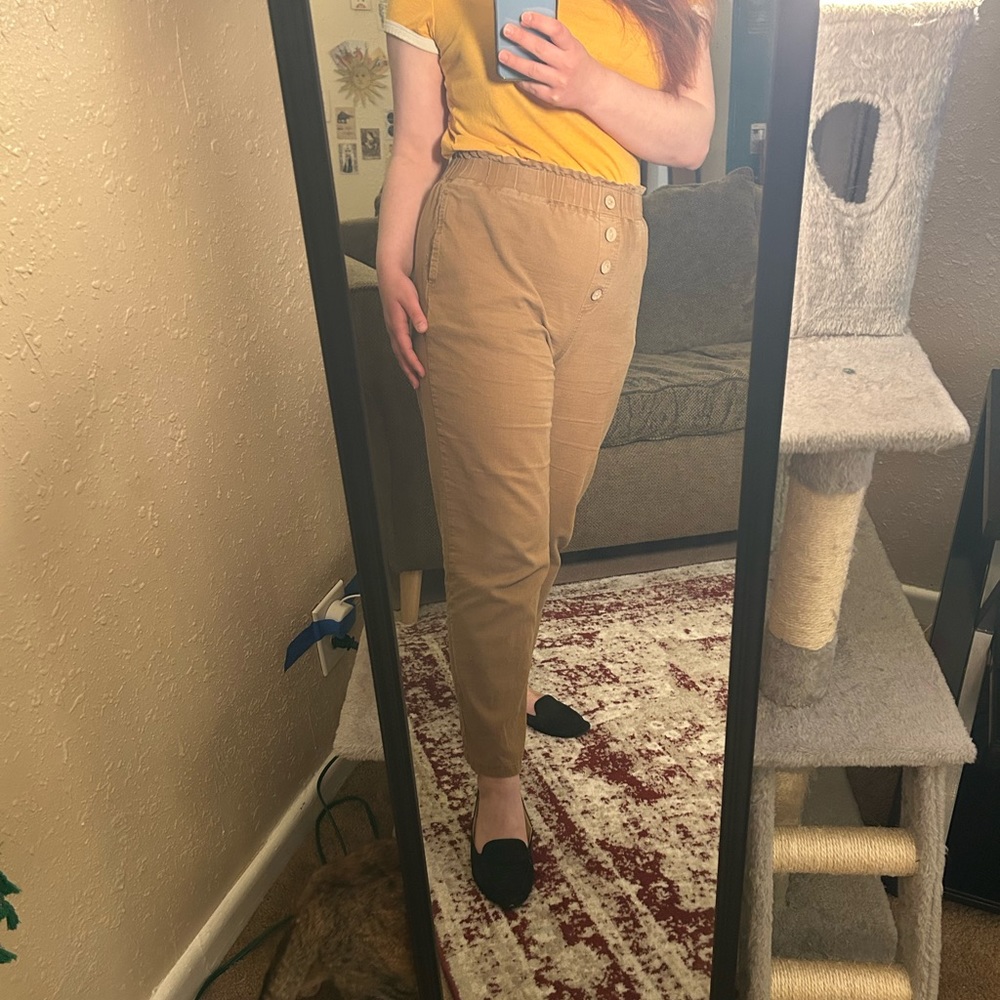 NiMin Brown Paper-Bag Waist Pants